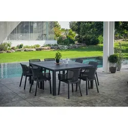 Keter Gartentisch 'Julie' in Graphit - Rechteckiger Gartentisch aus UV-beständigem und wetterfestem Kunststoff, ideal für bis zu 10 Personen. Flexibel in der Form und pflegeleicht, perfekt für Ihren Outdoor-Bereich.