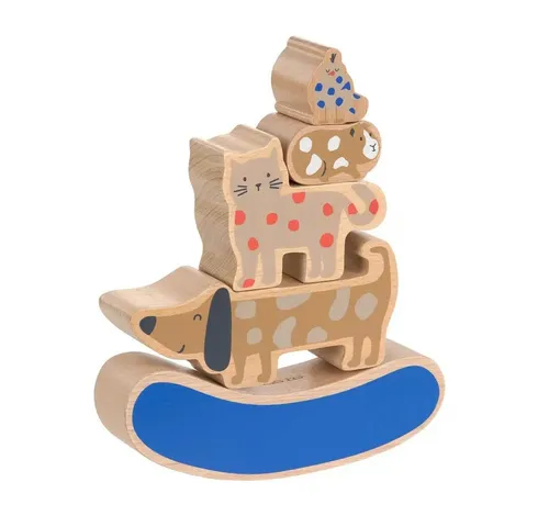 LÄSSIG Greifspielzeug Stacking Toy Wood Little Mateys - Hochwertiges Stapelspielzeug aus Holz, fördert die Feinmotorik und das kreative Spielverhalten. Ideal für kleine Entdecker!