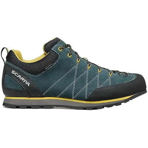 Scarpa Crux GTX Zustiegsschuhe petrol mustard EU 48 - Wasserdichte Wanderschuhe mit Zehenschutzrand und Vibram®-Außensohle, ideal für Klettereien und anspruchsvolle Zustiege.