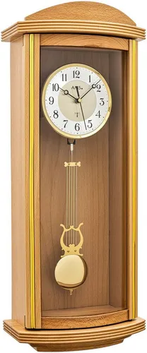 AMS Funk-Pendelwanduhr (Quarzuhr, Wohnzimmer, Esszimmer, Buche, Schlagwerk) - Hochwertige Pendelwanduhr aus dem Hause AMS mit präzisem Quarzwerk und elegantem Design. Ideal für Wohnzimmer und Esszimmer, bringt sie stilvolle Akzente in Ihr Zuhause.
