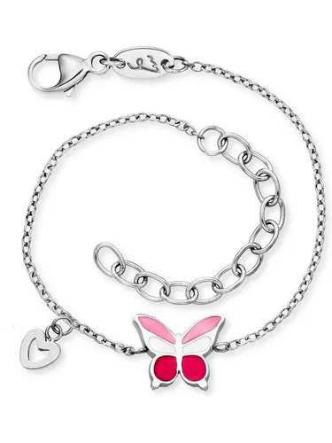 Engelsrufer Armband SS25 HEBS-PINKBUTTERFLY - Elegantes Design - Armbänder & Charm-Anhänger - Dieses stilvolle Edelstahlarmband mit pinkem Schmetterlings-Emaille-Motiv verleiht jedem Outfit einen besonderen Akzent.