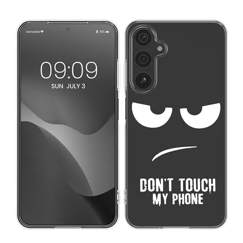 kwmobile Case kompatibel mit Samsung Galaxy A15 5G - Hülle Silikon transparent Don't Touch My Phone Schwarz Transparent