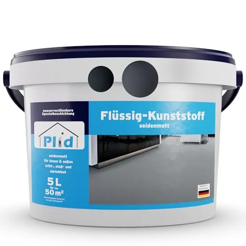 plid Bodenversiegelung Flüssigkunststoff - Wasserfeste Bodenbeschichtung in Silbergrau - Farben & Lacke, abriebfest und ideal für Innen- und Außenanwendungen, perfekt für Boden, Dach und Terrasse.