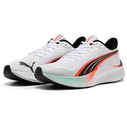 PUMA Unisex Pounce Lite Straßen-Laufschuh - Weiß/Rot, Größe 42.5 EU - Laufschuhe mit PUMALITE Schaumstoff für optimalen Komfort und mittlerer Dämpfung - ideal für sportliche Aktivitäten und Freizeit.