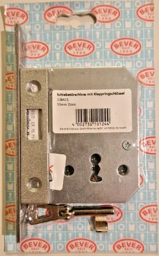 Bever Schiebetürschloss mit Klappringschlüssel 55mm Dorn