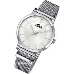 LOTUS Damenuhr Edelstahl weiß Silber – Elegante Armbanduhr für jeden Anlass - Armbanduhren für Herren mit silbernem Mesh-Armband und 5 Bar Wasserdichtigkeit, ideal für den täglichen Gebrauch und stilvolle Akzente.