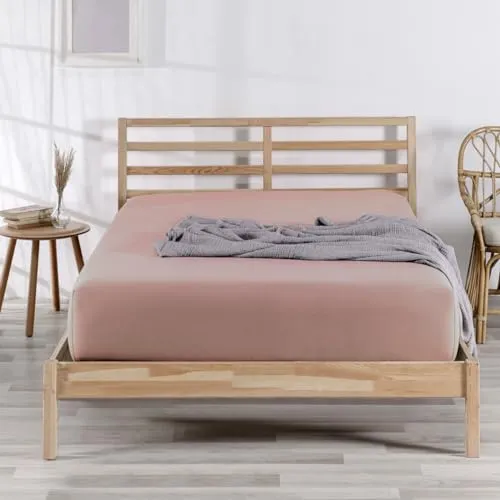 Nordqueen Spannbettlaken Baumwolle 100% Spannbetttücher Bettlaken Jersey, Matratzenhöhe bis 25 cm, (Pulverfarbe, 90X200 cm)