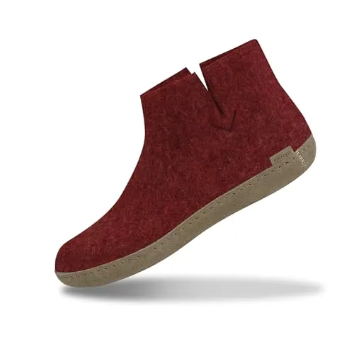 Glerups Filz Hausschuhe Herren und Damen (Größe 43) - Wanderschuhe aus 100% Naturwolle, die Feuchtigkeit aufnehmen und für optimale Passform sorgen. Ideal für drinnen und draußen, mit langlebigen Ledersohlen für höchsten Komfort.