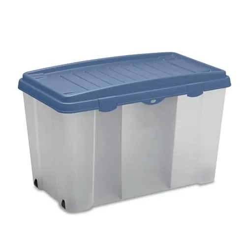 Casaria Aufbewahrungsbox 120L mit Rollen - Praktische XXL Rollbox aus BPA-freiem Kunststoff in Blau, ideal für die ordentliche Aufbewahrung in Werkstätten – mobil und platzsparend.