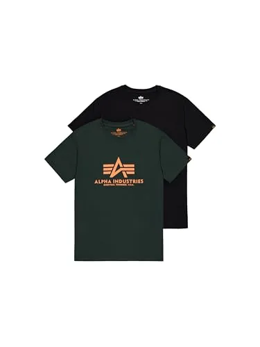 Alpha Industries Rundhalsshirt Basic T 2 Pack – Schwarz XL (52/54) - Modisches Rundhalsshirt im praktischen 2er-Set, aus 100% Baumwolle, pflegeleicht und ideal für den Alltag. Bequem und stylisch für jeden Anlass.