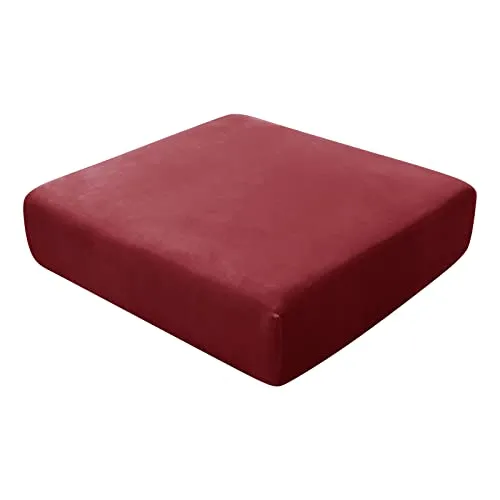 BXFUL Houssen für Sofasitzkissen, Sofakissenbezüge aus dehnbarem Samt, Ersatz-Sofakissenbezüge für Einzelkissen (1 Sitzplatz, Weinrot)