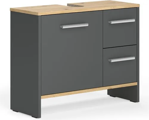 Vicco Waschbeckenunterschrank Karli, Anthrazit, 70,2 x 57 cm - Stylischer Waschbeckenunterschrank mit 2 Schubladen und 1 Tür für eleganten Stauraum im Badezimmer. Kompakt und praktisch, ideal für jedes Bad. Maße: 70,2 x 57 x 27,9 cm.