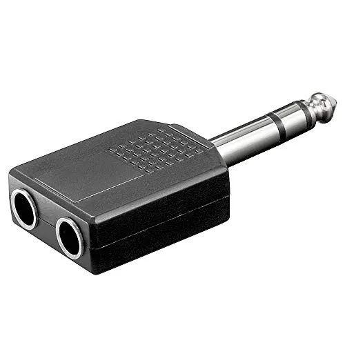 BestPlug Y Audio Stereo Aux in Out Adapter Verteiler Splitter Weiche, 1 6,3mm Klinke Stecker männlich auf 2 6,3mm Klinke Buchse Kupplung weiblich, Schwarz