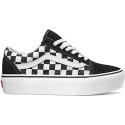 Vans Checkerboard Old Skool Plateauschuhe VN0A3B3UHRK1 in Schwarz, Größe 42.5 - Klassische Plateauschuhe mit robustem Obermaterial aus Canvas und Veloursleder. Gepolsterte Manschette für mehr Halt und Gummi-Plateausohle in Waffel-Optik. Ideal für den täglichen Gebrauch.