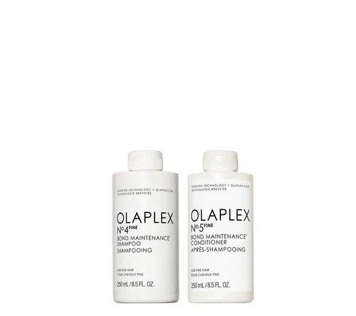 Olaplex Haarpflege-Set Fine Duo - Shampoo & Conditioner für feines Haar - Entdecken Sie das Olaplex Fine Duo für feines Haar: Das Set aus No.4 Shampoo und No.5 Conditioner bietet sanfte Reinigung und intensive Pflege, ohne das Haar zu beschweren. Perfekt für mehr Volumen und Geschmeidigkeit.