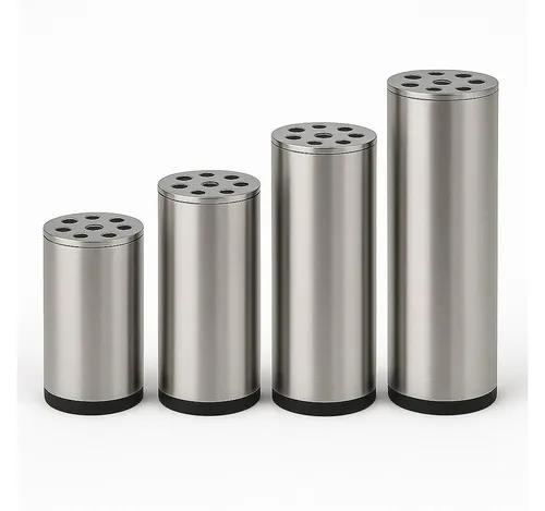HOOZ Möbelfuß Möbelfüße 4er Set Edelstahl gebürstet – Silber matt – 80–150 mm, (Set, 4-St., 12 cm), in 4 verschiedenen Größen