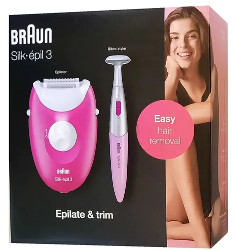 Braun Epilierer Silk épil 3-420 - Epilierer für Damen mit 1 Stunde Akkulaufzeit, ideal für sanfte Haarentfernung an Armen, Beinen und im Intimbereich. Inklusive Bikinitrimmer für extra Pflege.