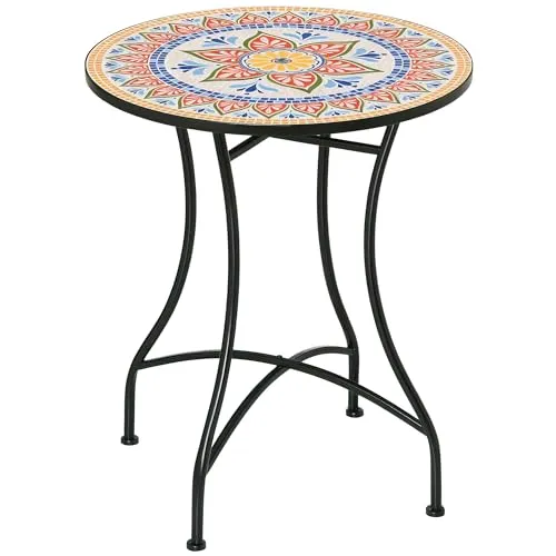 Outsunny Gartentisch Ø60 cm in blau von Outsunny