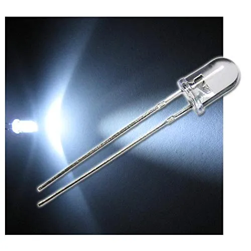 world-trading-net 10 LEDs 5mm wasserklar blinkend weiß Set, Leuchtdiode, bedrahtet, Diode Leuchtend, als Bauteil