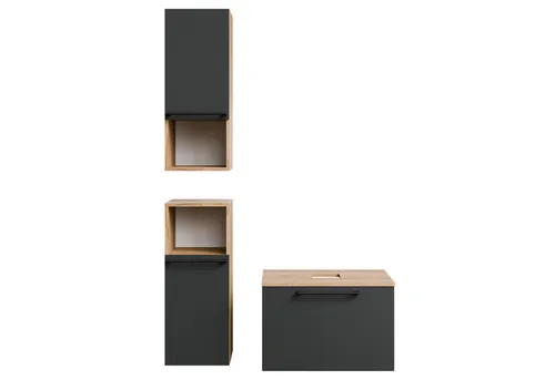 Planetmöbel Badmöbel-Set Astra - Moderne Badmöbel-Sets mit Waschtischunterschrank und zwei Midischränken für optimalen Stauraum. Ideal für kleine Bäder, leicht zu reinigen und flexibel kombinierbar.