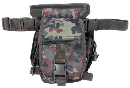 Hip Bag Gürtel Tasche - Airsoft Military BW Flecktarn - Rucksäcke & Taschen mit 11 Fächern, verstellbarem Hüftgurt und Beinschlaufe für vielseitige Trageoptionen, ideal für Outdoor-Aktivitäten.