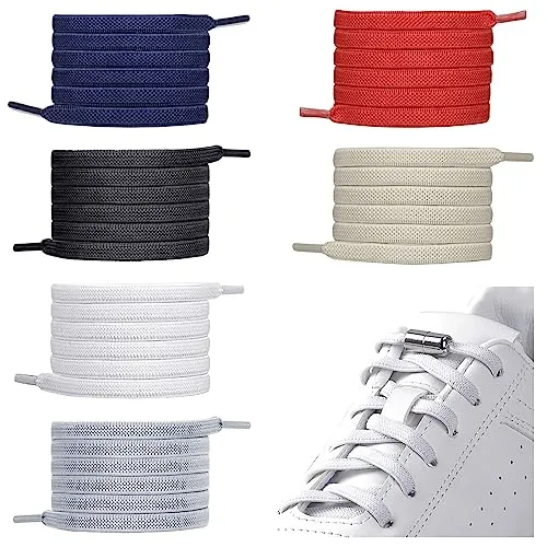anshuke Schnürsenkel Ohne Binden, 6 Paar Elastische Schnürsenkel mit Metallkapsel, Schnürsenkel Schleifenlose Schuhbänder mit Kapseln, No Tie Shoelaces für Sneaker, Laufschuhe, Sporschuhe(6 Farben)