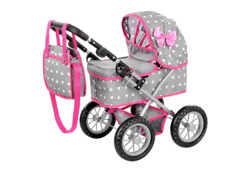 kinderplay Puppenwagen für Kinder ab 2 Jahren - Standard-Puppenwagen mit traditionellem Design, robustem Aluminiumrahmen, klappbar und ideal für drinnen und draußen.
