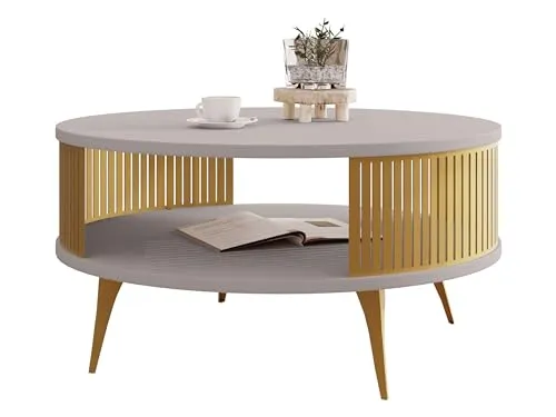 MIRJAN24 Couchtisch Roenni Gold in beige von Mirjan24