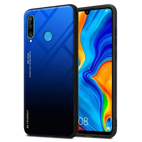 Cadorabo Hülle kompatibel mit Huawei P30 LITE Schutzhülle TPU Silikon Case Glas Slim Kratzfest Weiche Gummi mit Rundumschutz Case Hülle für Huawei P30 LITE in Schwarz