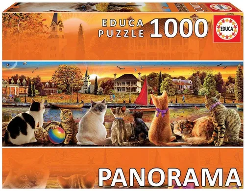EDUCA - 1000 Teile Panoramapuzzle Katzen am Kai -  - EDU18001