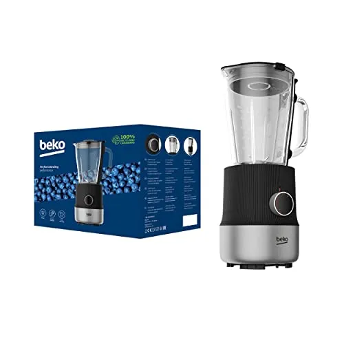 BEKO TBN 81808 BX Standmixer 800W - Standmixer mit 800W Leistung, gebürstetem Edelstahl und stilvollem Schwarz, ideal für schnelle Smoothies und gesunde Drinks.