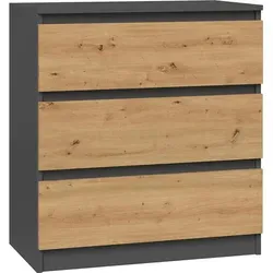 Malwa M3 Kommode ANTHRAZIT ARTISAN - Stylische Kommode in Anthrazit mit 3 Schubladen, perfekt für Ordnung und modernes Design in Ihrem Wohnraum.