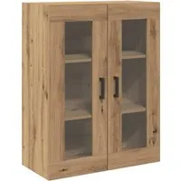 vidaXL Wandschrank mit Glastüren Artisan Eiche 69,5x34x90 cm - Moderne Wohnzimmerschränke aus Holzwerkstoff mit eleganten Glastüren, die Deko stilvoll präsentieren und gleichzeitig viel Stauraum bieten – ideal für ein aufgeräumtes Zuhause.