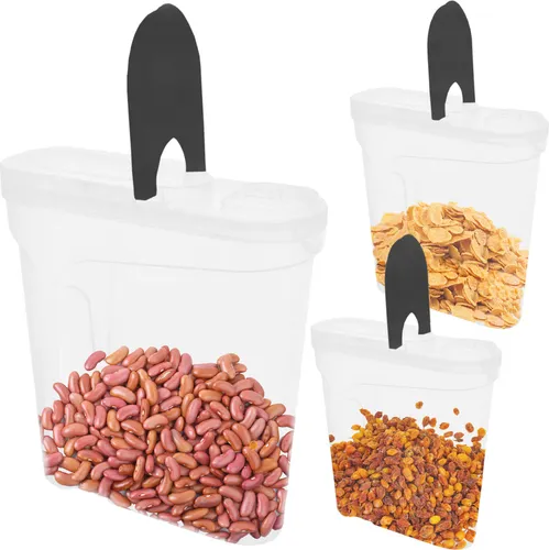 Set 3x 2,4 L Aufbewahrungsbox Küche Behälter aus Plastik Mit Deckel, Vorratsgläser zur Aufbewahrung Lebensmittel, Vorratsdose Küchenorganizer, Vorratsdosen-Sets