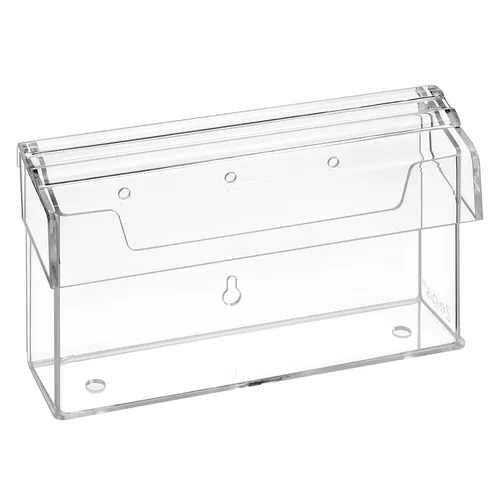 DIN Lang Quer Prospektbox / Prospekthalter mit Deckel, wetterfest für Aussen