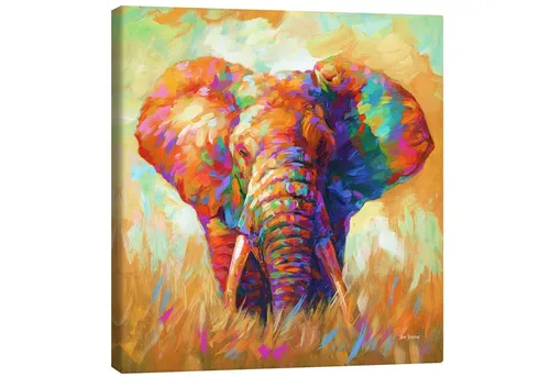 Posterlounge Wandbild Farbenfroher Elephant, Leon Devenice, erhältlich als Poster, Leinwandbild, Wandsticker oder Acrylglasbild