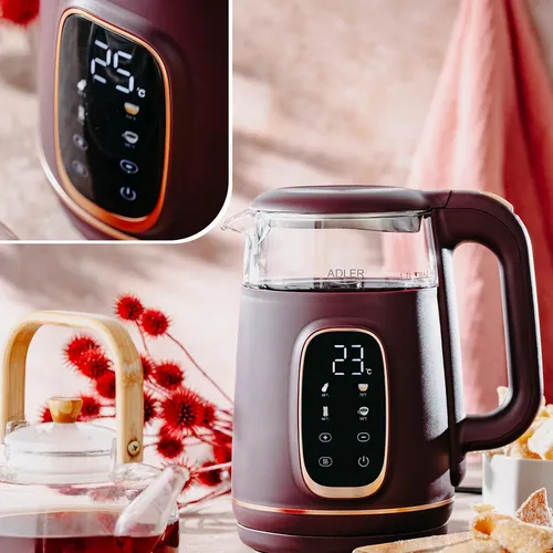 Adler Wasserkocher mit Temperatureinstellung 2200W – 1,7L und LED-Display - Wasserkocher mit 5 Temperaturprogrammen und Warmhaltefunktion, ideal für Tee, Kaffee und Babynahrung – für perfekte Temperaturen auf Knopfdruck!