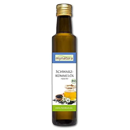 Mynatura Bio Schwarzkümmelöl 500ml | Nativ & kaltgepresst | 100 % reines Schwarzkümmelöl aus kontrolliert biologischem Anbau | Vegan | Küche & Pflege | DE-ÖKO-044 (1 x 500ml)