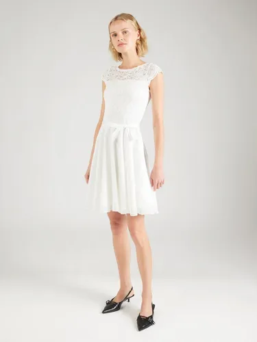 Swing Cocktailkleid mit Spitzenbesatz und Bindegürtel in Offwhite, Größe 34 - Elegantes Cocktailkleid von SWING, taillierte Passform mit Chiffon und floraler Spitze, ideal für festliche Anlässe.