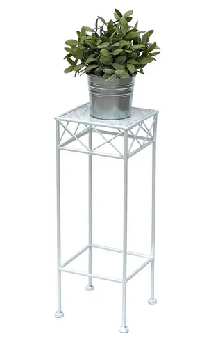 DanDiBo Blumenhocker Weiß Metall Eckig 70-50 cm Blumenhocker Beistelltisch