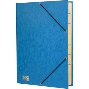 Gummizugmappe 35x25cm blau RNK 4616-4 - 9 Fächer, ideal für übersichtliche Organisation von Dokumenten und Unterlagen