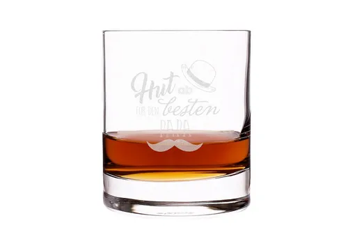 Herz & Heim Whiskyglas mit Gravur für den besten Papa als Geschenk zum Vatertag, Glas, 320 ml