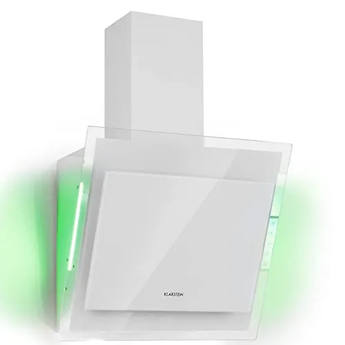 Klarstein Deckenhaube Mirage 60 - Elegante Dunstabzugshaube - Dunstabzugshaube mit 550 m³/h Abluftleistung, edlem Glasdesign und RGB-Ambiente-Beleuchtung für eine stimmungsvolle Küche. Energieeffizienzklasse A++ und leise mit nur 59 dB.