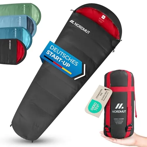 NORDMUT® Schlafsack Erwachsene – ultraleicht & kompakt für Outdoor - Schlafsäcke für Camping und Outdoor, mit nur 900g leicht und packbar auf 15x30cm – ideal für maximalen Komfort bei warmen Nächten.