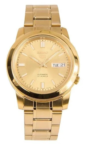 Seiko 5 Gold Tone Stainless Steel Gold Dial 21 Jewels SNKK20K1 Men's Watch
