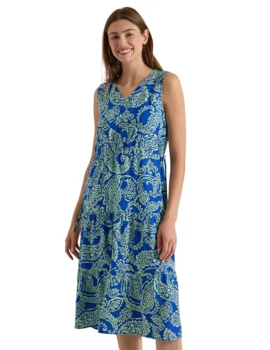 Cecil Midikleid mit V-Neck und Print in blau von CECIL