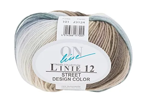 Online Wolle Street Design Color Linie 12 50g 210m Lauflänge 75% Schurwolle 25% Polyamid Farbe 101