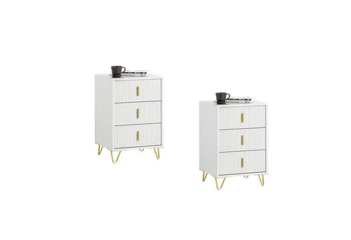SoBuy Beistelltisch DE-FBT115x2 – 2er Set Nachttische für Wohnzimmer und Schlafzimmer - Praktisches 2er Set Nachttische in modernem Design. Ideal für die Aufbewahrung mit 2/3 Schubladen. Stabil und platzsparend, perfekt für jedes Zuhause.