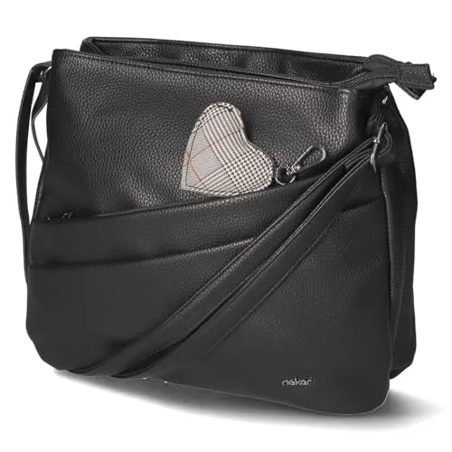 Rieker Damen Handtasche H1005-02 schwarz - Handtaschen - Elegante Doppelkammerhandtasche aus hochwertigem Kunstleder mit vielseitigen Tragemöglichkeiten und mehreren praktischen Fächern für optimale Organisation.