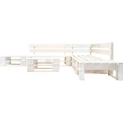 vidaXL 6-tlg. Paletten-Lounge-Set Holz Weiß - Gartenmöbel-Set aus witterungsbeständigem, imprägniertem Kiefernholz, ideal zum Entspannen und für gesellige Stunden. Mit rustikalem Charme und einfacher Montage.